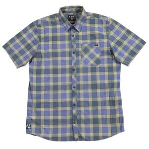 Fox Racing Flannel Plaid Checkered Short Sleeve Button Down Shirt Men’s Large
